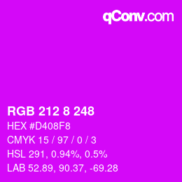 颜色代码: RGB 212 8 248 | qconv.com