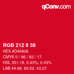 Color code: RGB 212 8 38 | qconv.com
