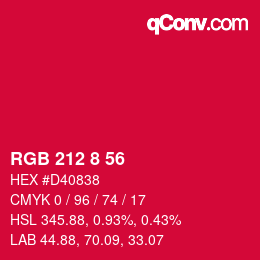 カラーコード: RGB 212 8 56 | qconv.com