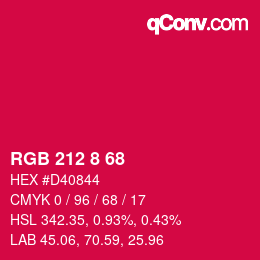 颜色代码: RGB 212 8 68 | qconv.com