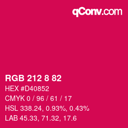 Color code: RGB 212 8 82 | qconv.com