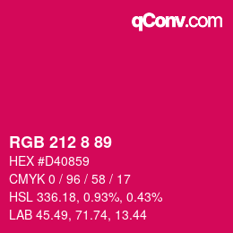 カラーコード: RGB 212 8 89 | qconv.com