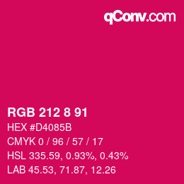 Color code: RGB 212 8 91 | qconv.com