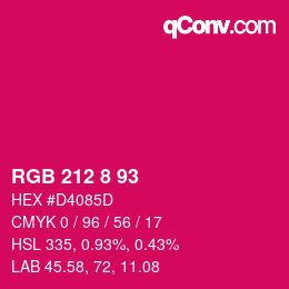 カラーコード: RGB 212 8 93 | qconv.com