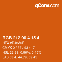 カラーコード: RGB 212 90.4 15.4 | qconv.com