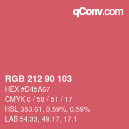 Color code: RGB 212 90 103 | qconv.com