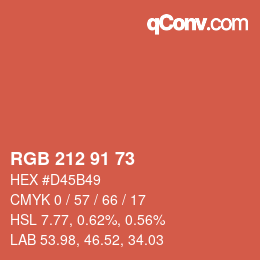 Color code: RGB 212 91 73 | qconv.com