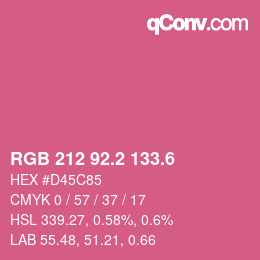 カラーコード: RGB 212 92.2 133.6 | qconv.com