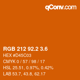カラーコード: RGB 212 92.2 3.6 | qconv.com