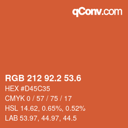 カラーコード: RGB 212 92.2 53.6 | qconv.com