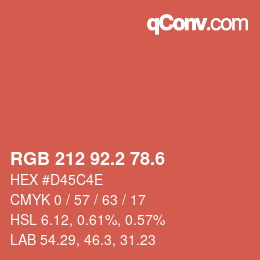 カラーコード: RGB 212 92.2 78.6 | qconv.com