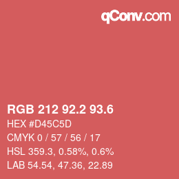 カラーコード: RGB 212 92.2 93.6 | qconv.com