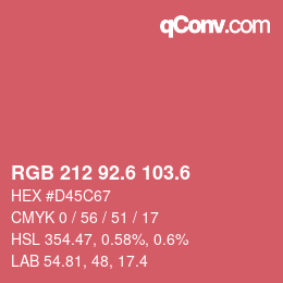 カラーコード: RGB 212 92.6 103.6 | qconv.com