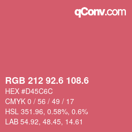 カラーコード: RGB 212 92.6 108.6 | qconv.com
