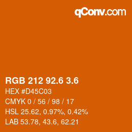 カラーコード: RGB 212 92.6 3.6 | qconv.com