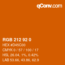 カラーコード: RGB 212 92 0 | qconv.com