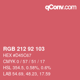 カラーコード: RGB 212 92 103 | qconv.com