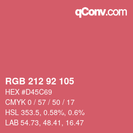 カラーコード: RGB 212 92 105 | qconv.com