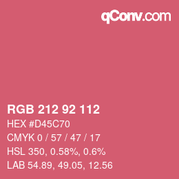 カラーコード: RGB 212 92 112 | qconv.com