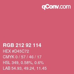 カラーコード: RGB 212 92 114 | qconv.com