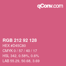 カラーコード: RGB 212 92 128 | qconv.com