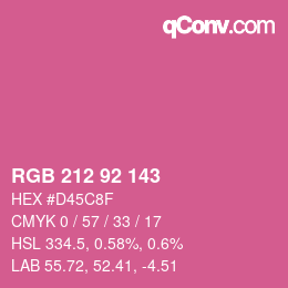 カラーコード: RGB 212 92 143 | qconv.com
