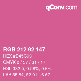 カラーコード: RGB 212 92 147 | qconv.com
