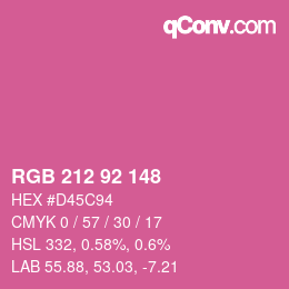 カラーコード: RGB 212 92 148 | qconv.com