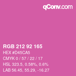カラーコード: RGB 212 92 165 | qconv.com