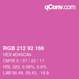 カラーコード: RGB 212 92 166 | qconv.com