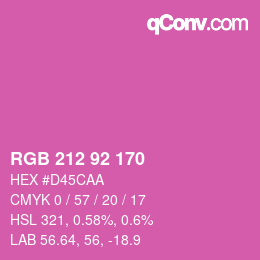 カラーコード: RGB 212 92 170 | qconv.com