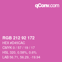 カラーコード: RGB 212 92 172 | qconv.com