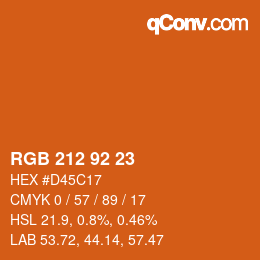 颜色代码: RGB 212 92 23 | qconv.com