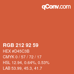 カラーコード: RGB 212 92 59 | qconv.com