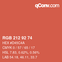 カラーコード: RGB 212 92 74 | qconv.com