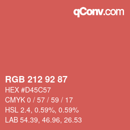 カラーコード: RGB 212 92 87 | qconv.com