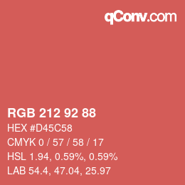 Color code: RGB 212 92 88 | qconv.com
