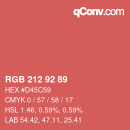 カラーコード: RGB 212 92 89 | qconv.com