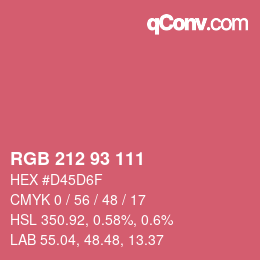 Color code: RGB 212 93 111 | qconv.com