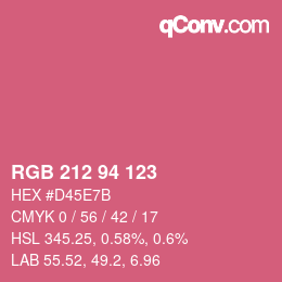 颜色代码: RGB 212 94 123 | qconv.com