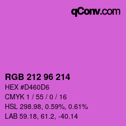 颜色代码: RGB 212 96 214 | qconv.com