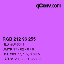 Color code: RGB 212 96 255 | qconv.com