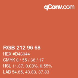 Color code: RGB 212 96 68 | qconv.com