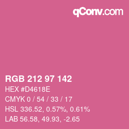 カラーコード: RGB 212 97 142 | qconv.com