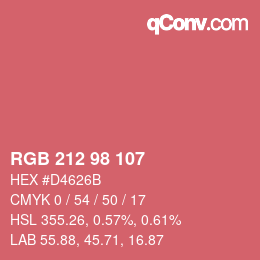 Color code: RGB 212 98 107 | qconv.com