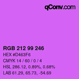 カラーコード: RGB 212 99 246 | qconv.com