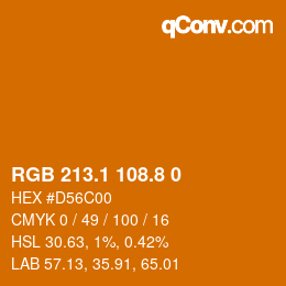 Color code: RGB 213.1 108.8 0 | qconv.com