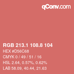 Color code: RGB 213.1 108.8 104 | qconv.com