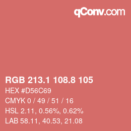 カラーコード: RGB 213.1 108.8 105 | qconv.com