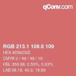 カラーコード: RGB 213.1 108.8 109 | qconv.com